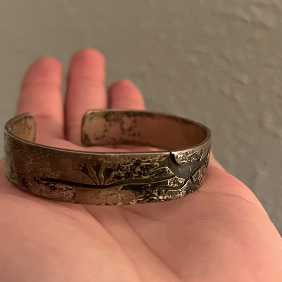 VTG sterling silver Native American road runner bangle - Picture 1 of 5